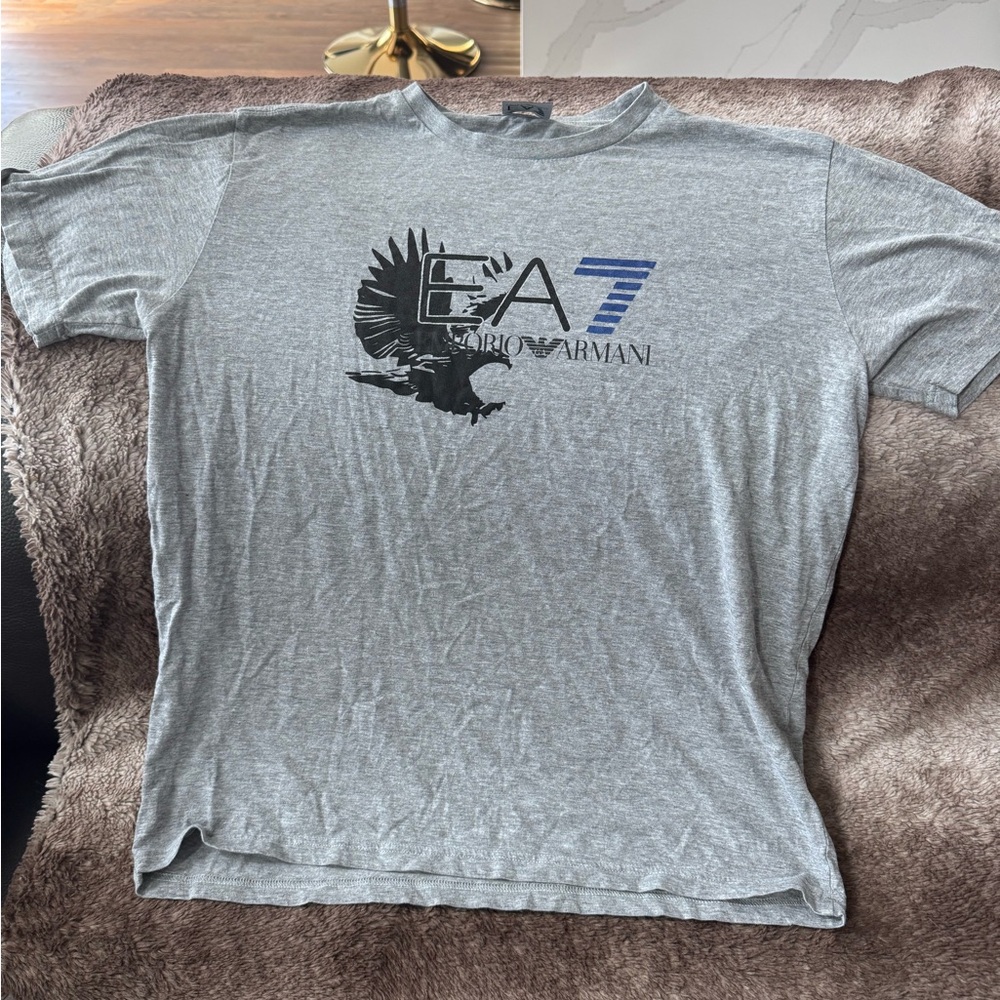 Emporio Armani EA7 Gray and Blue Men's T-Shirt